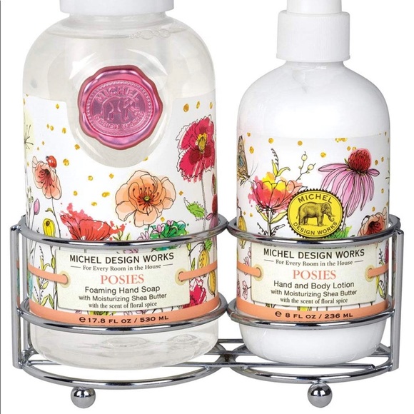 MICHEL DESIGN WORKS Foaming Hand Soap and Lotion Caddy Gift Set, Posies - Picture 2 of 2